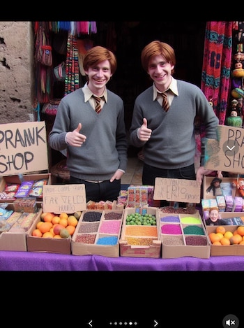 Fred y George Weasley con