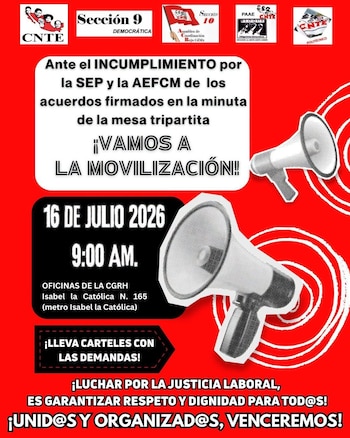 Invitación a la movilización. (CNTE)