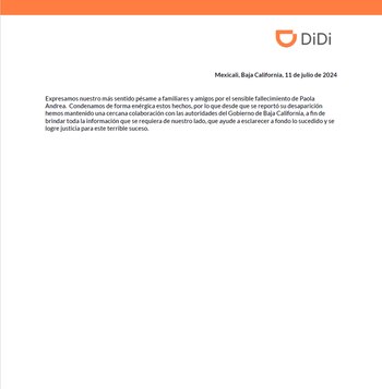 Comunicado de Didi por el