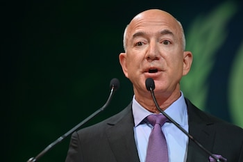 Amazon CEO Jeff Bezos speaks during the UN Climate Change Conference (COP26) in Glasgow, Scotland, Britain, November 2, 2021. Paul Ellis/Pool via REUTERS