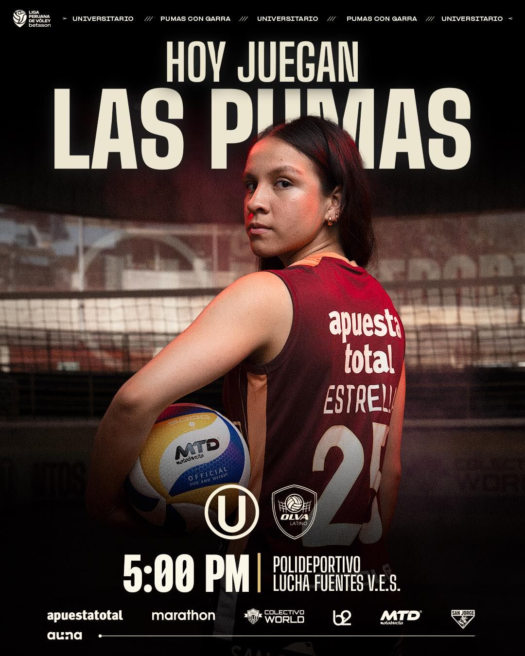 Universitario enfrenta a Olva Latino desde las 17:00 horas. Crédito: Captura U Vóley