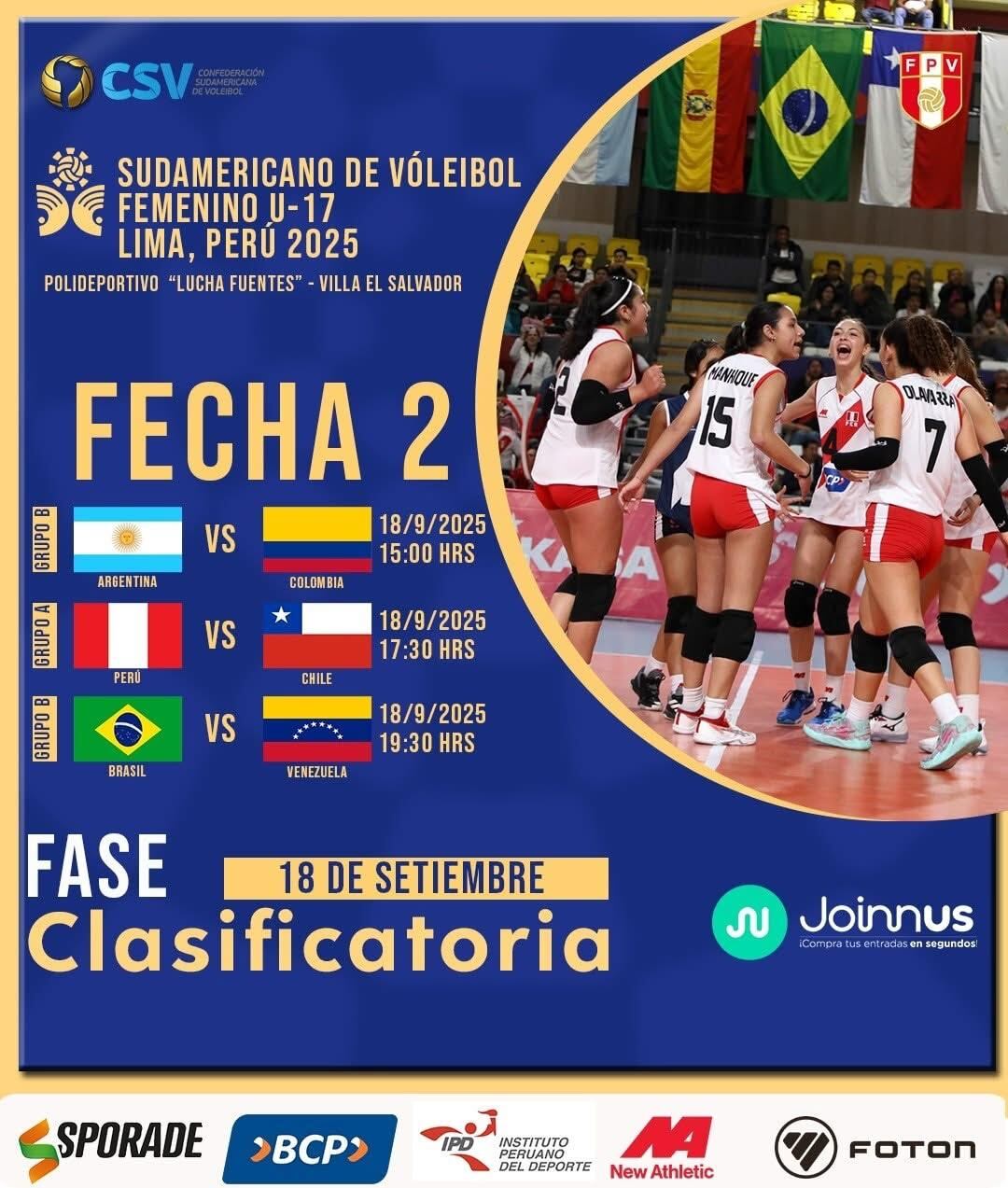 Programación de la fecha 2 del Sudamericano Sub 17 de Vóley 2025