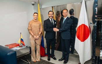 Abelardo de la Espriella y el embajador Shimizu Toru revisaron una hoja de ruta para fortalecer los vínculos diplomáticos, comerciales y estratégicos entre Colombia y Japón - crédito @defensoresco/X