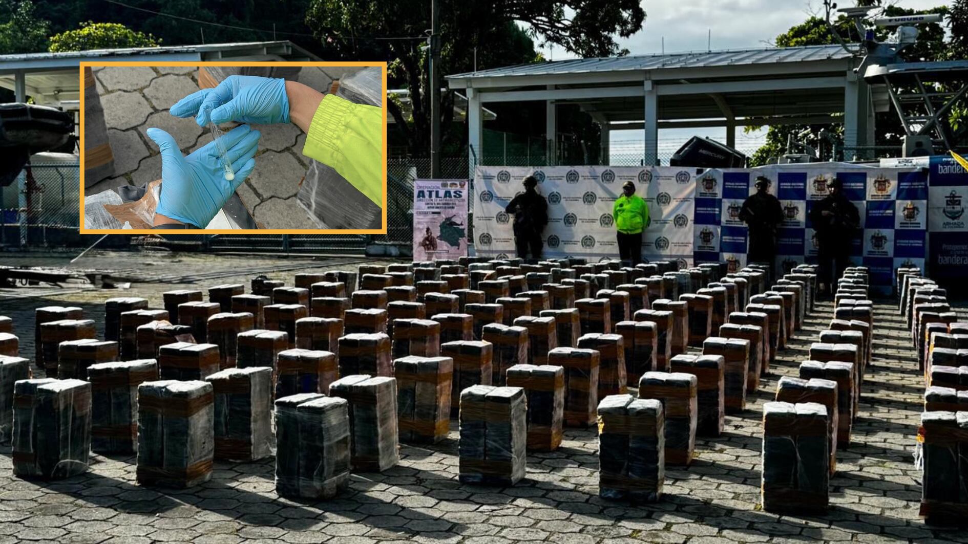 Las autoridades decomisaron un total de 3.260 kilos de clorhidrato de cocaína en el corregimiento El Firme del municipio de Tumaco, Nariño - crédito Ponal