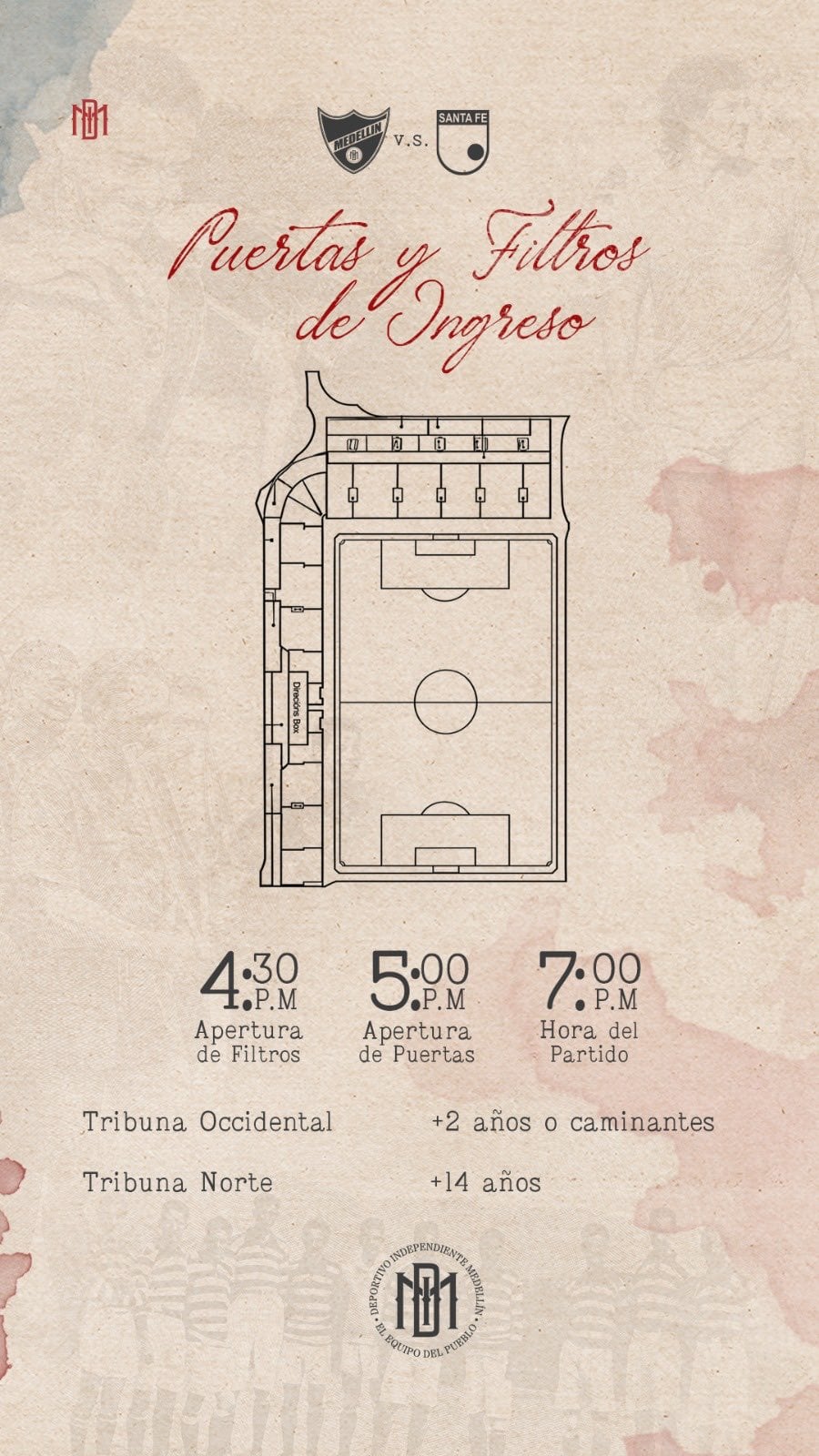 Las disposiciones de Independiente Medellín para el ingreso al estadio Metropolitano de Itagüí para el duelo ante Santa Fe - crédito @DIM_Oficial/X