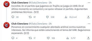 La primera advertencia de Cienciano
