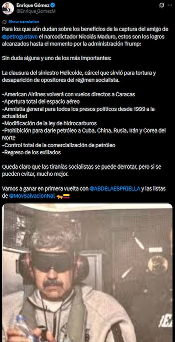 Publicación en X de Enrique