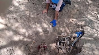 El colectivo de búsqueda localizó restos humanos, prendas y objetos personales en un rancho de Miguel Alemán donde ya suman 12 fosas clandestinas halladas recientemente.(Crédito: Amor por los Desaparecidos en Tamaulipas)