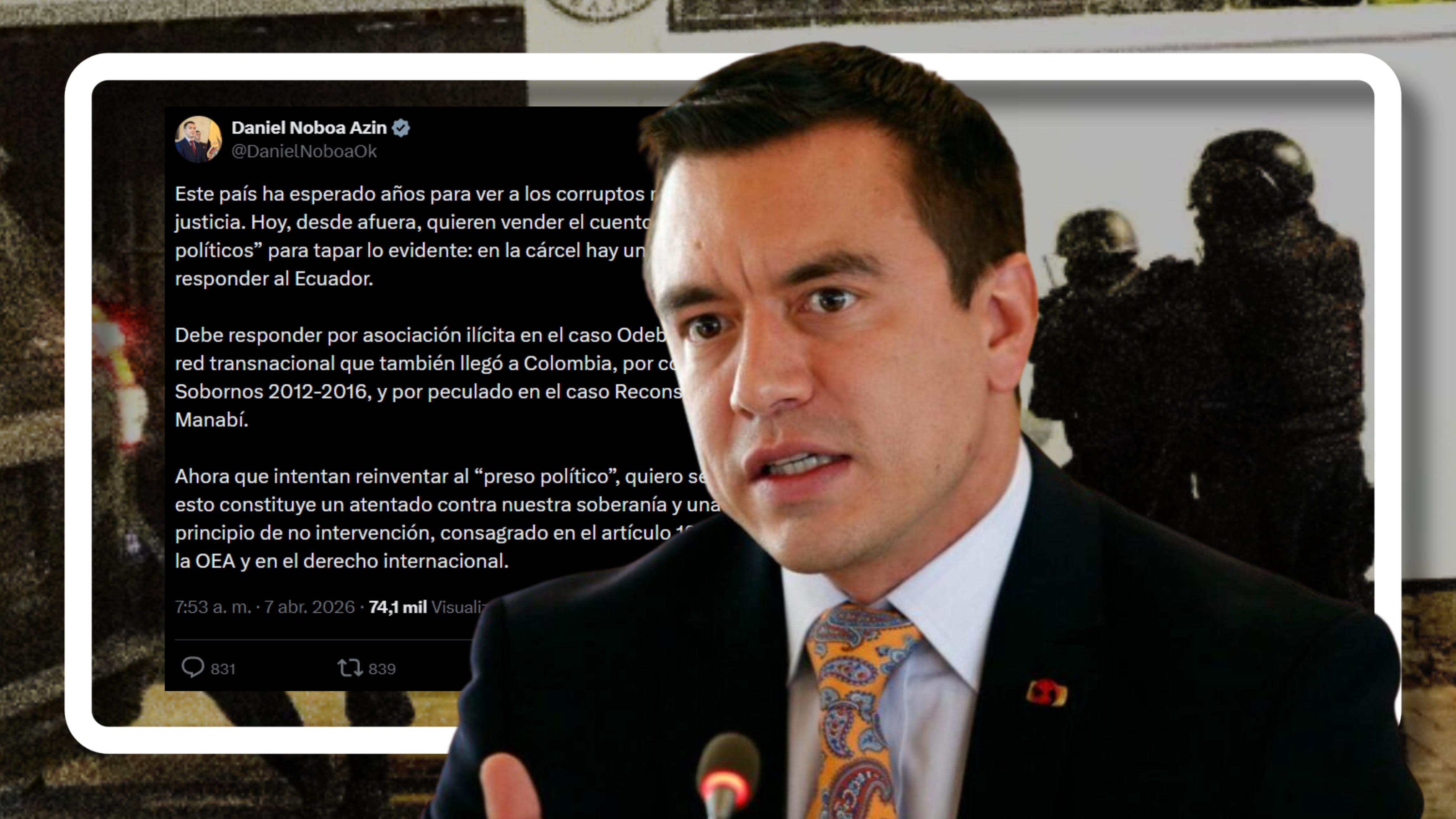 Noboa cuestiona a México y la OEA: “Jorge Glas no es un preso político, es un corrupto condenado”