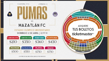 Pumas dio a conocer los precios de los boletos para su partido contra Mazatlán en el Olímpico Universitario (X@PumasMX)