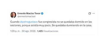 Ernesto Macías y sus críticas a Gustavo Petro