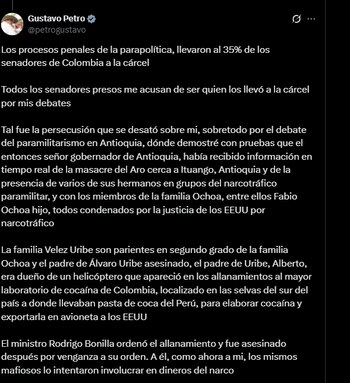 Petro afirmó que la familia