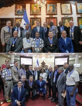 El reconocimiento en Tegucigalpa coincidió con la conmemoración del primer gol de Honduras en un Mundial, que Héctor Zelaya anotó en Valencia el 16 de junio de 1982. (Foto: Congreso Nacional de Honduras)