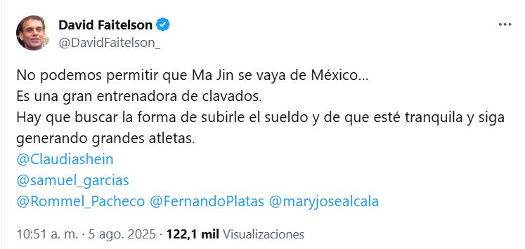 Faitelson solicitó apoyo para las exigencias de Ma Jin. (X/David Faitelson)