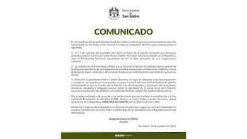 Comunicado de la Municipalidad de