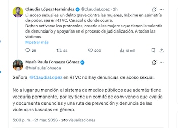 María Paula Fonseca Gómez aseguró que ningún ente de control ha encontrado hechos de violencia sexual en Rtvc - crédito @MaPaulaFonseca/X