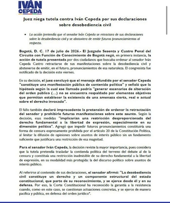 Iván Cepeda defendió su llamado a la desobediencia civil tras fallo de tutela a su favor - crédito @IvanCepedaCast/X
