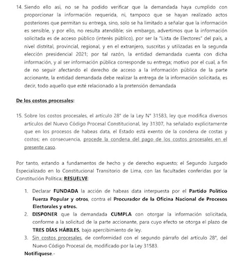 Sentencia de primera instancia.