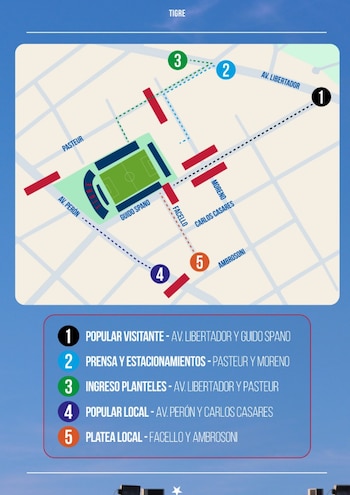 Accesos al estadio: Tigre VS Amércia de Cali. Esta tarde las puertas del José Dellagiovanna estarán abiertas desde las 18.00 hs - crédito @catigreoficial/Instagram