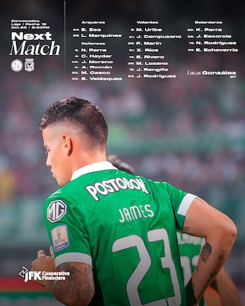 Convocatoria de Atlético Nacional para enfrentar a Cúcuta Deportivo - crédito Atlético Nacional
