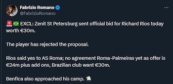 Richard Ríos habría rechazado una