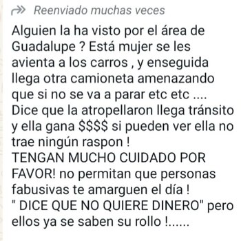 Mensaje difundido por habitantes de