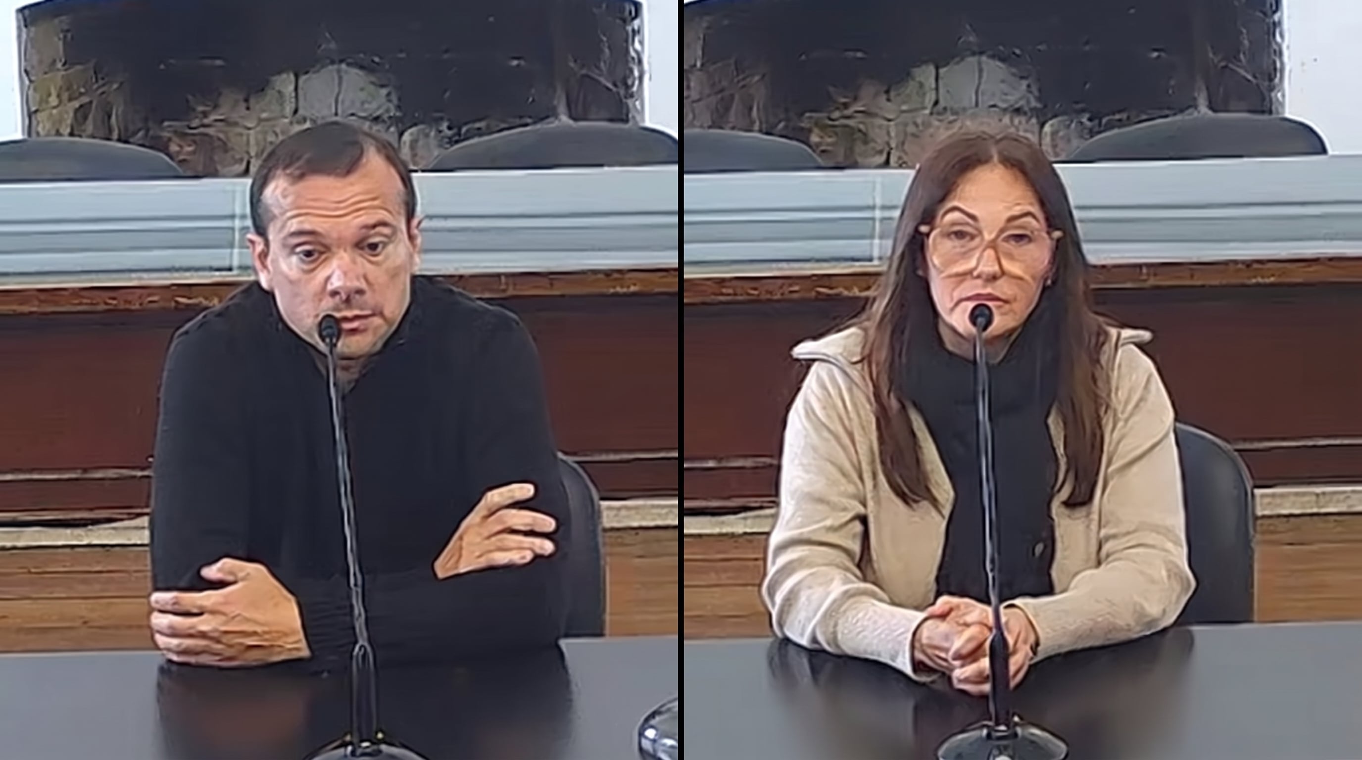 Los condenados Fernando Horacio Arias Knudsen y Silvia Verónica Castro, quienes se desempeñaban como cajeros de la entidad (Foto/www.fiscales.gob.ar)