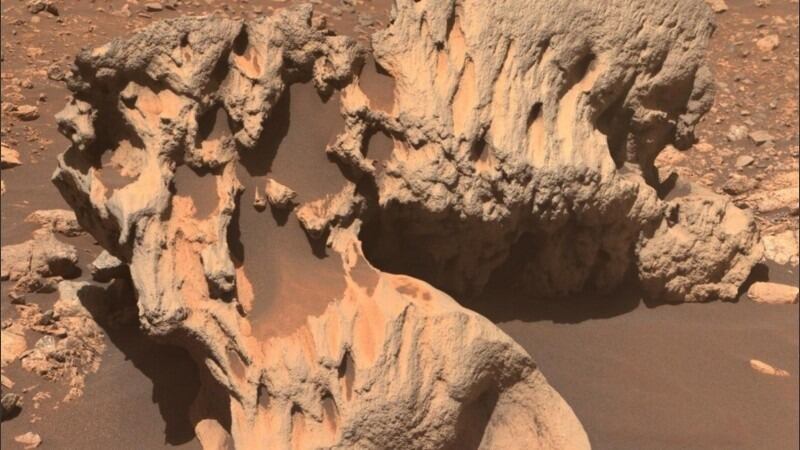 La roca mide 79 centímetros y tiene un contenido alto de hierro y níquel (NASA/JPL-Caltech/ASU)