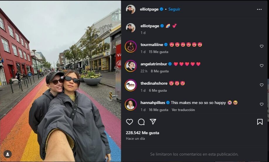 Elliot Page confirmó su relación con Julia Shiplett. (Instagram/Elliot Page)