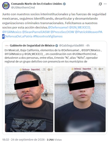 Publicación del Comando Norte de EEUU en la red social X. Crédito: X - @USNorthernCmd
