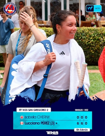 Lucciana Pérez y un triunfo arrollador. Crédito: Instagram Tenis al Máximo.