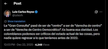 Luis Carlos Reyes cuestionó la