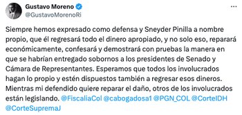 Publicación del abogado de Sneyder Pinilla