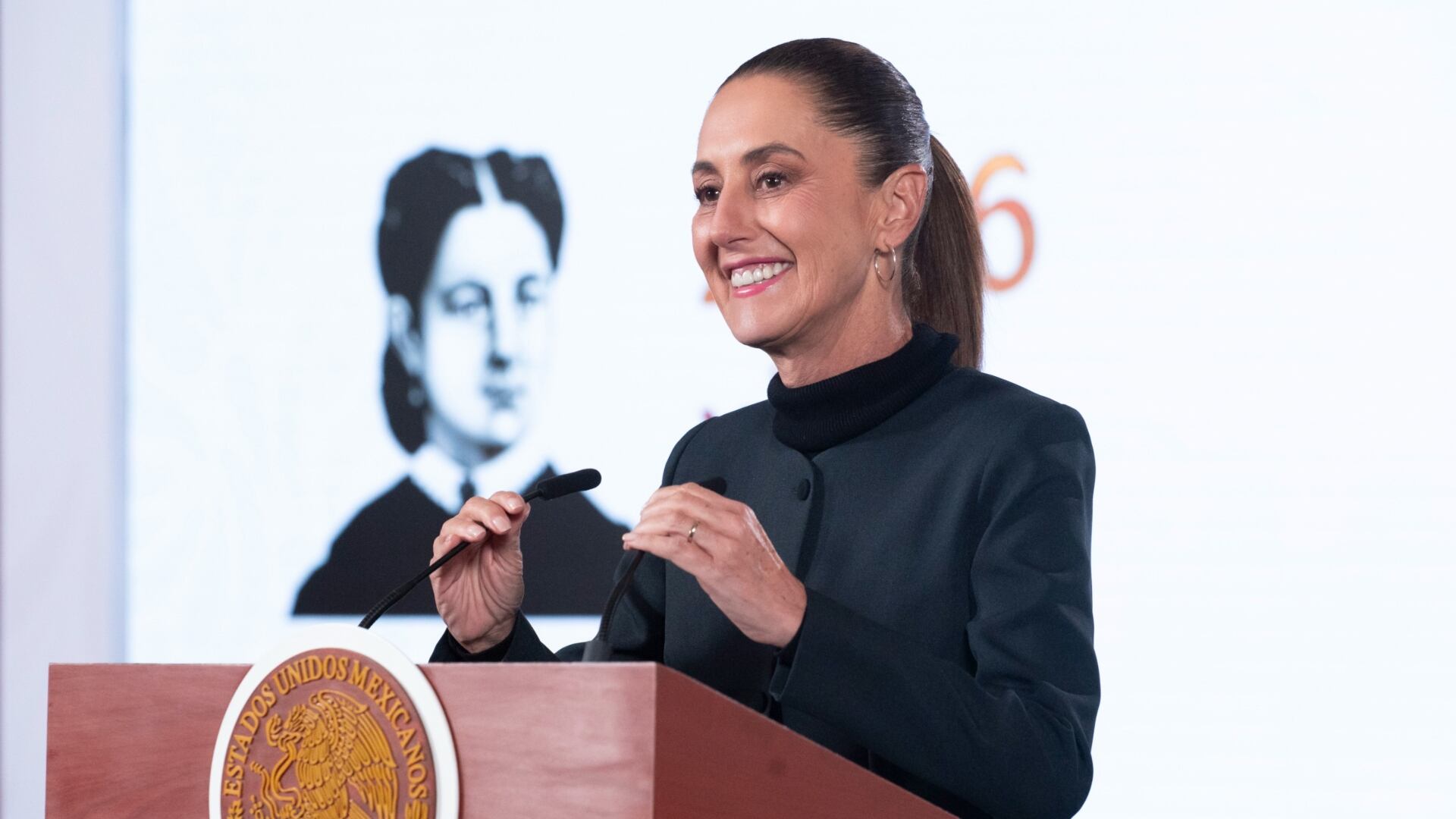 Claudia Sheinbaum durante la mañanera de este 21 de enero. (Presidencia)