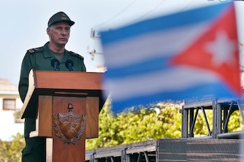 El dictador de Cuba, Miguel Díaz-Canel, durante un acto público en La Habana (EFE/Ernesto Mastrascusa/Archivo)