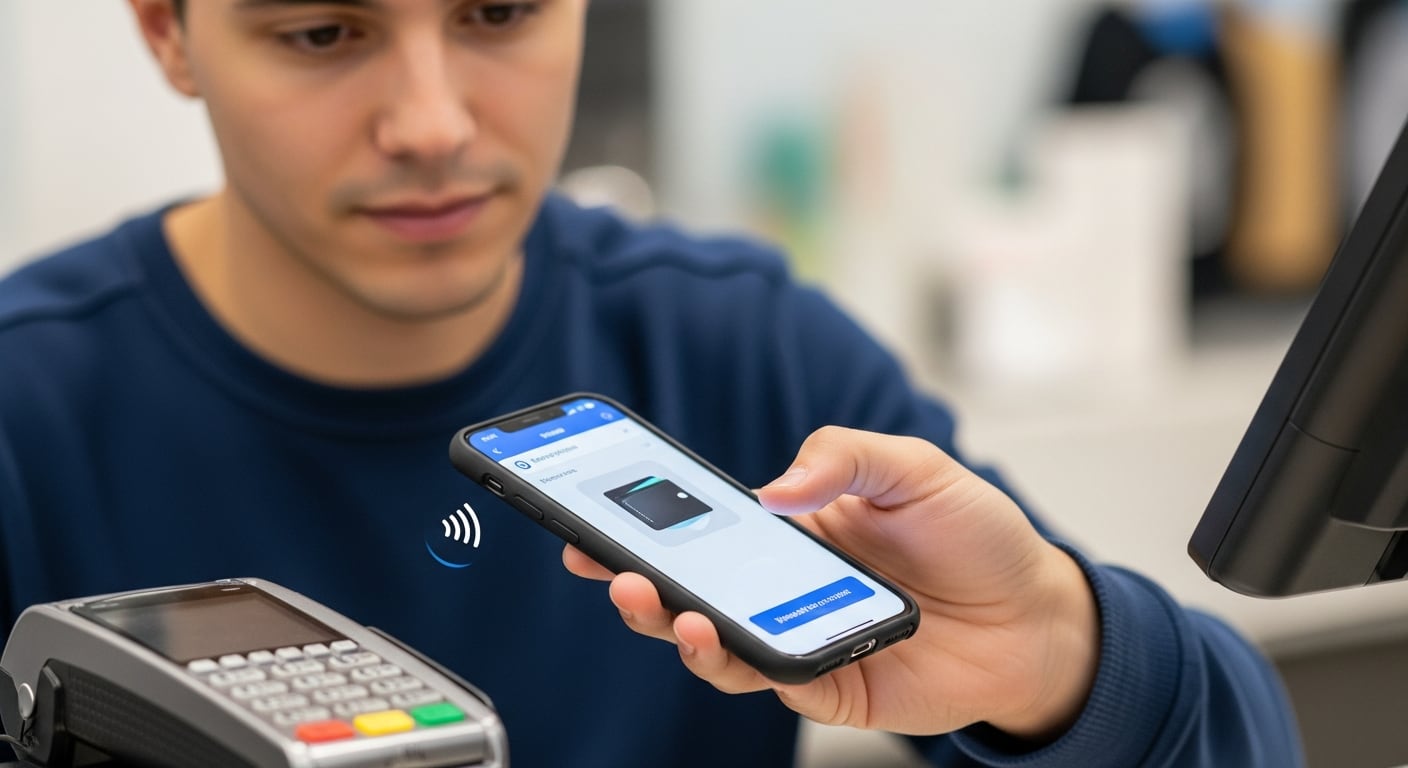 Una persona realiza un pago sin contacto utilizando su celular en una tienda. (Imagen Ilustrativa Infobae)