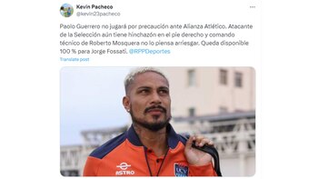 Paolo Guerrero no jugará en