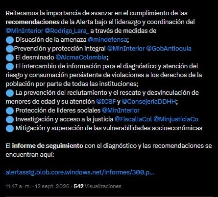 Marín le pidió al Gobierno nacional atender la situación a la mayor brevedad posible - crédito @MarnIris / X