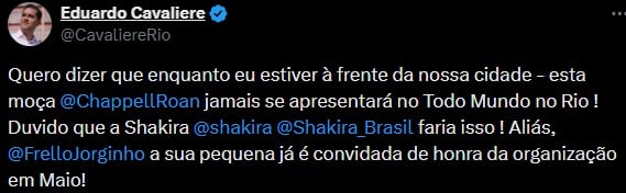Eduardo Cavaliere se pronunció en favor de Jorginho Frello luego del incidente con Chappell Roan. (X)