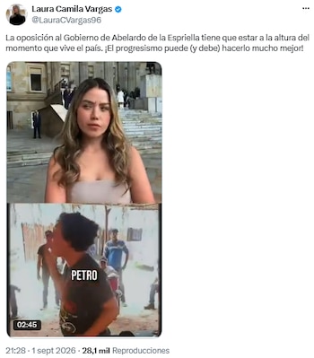 Isabel Zuleta rechazó que se refieran a Gustavo Petro como expresidente y Laura Camila Vargas le respondió en X - crédito @LauraCVargas96/X