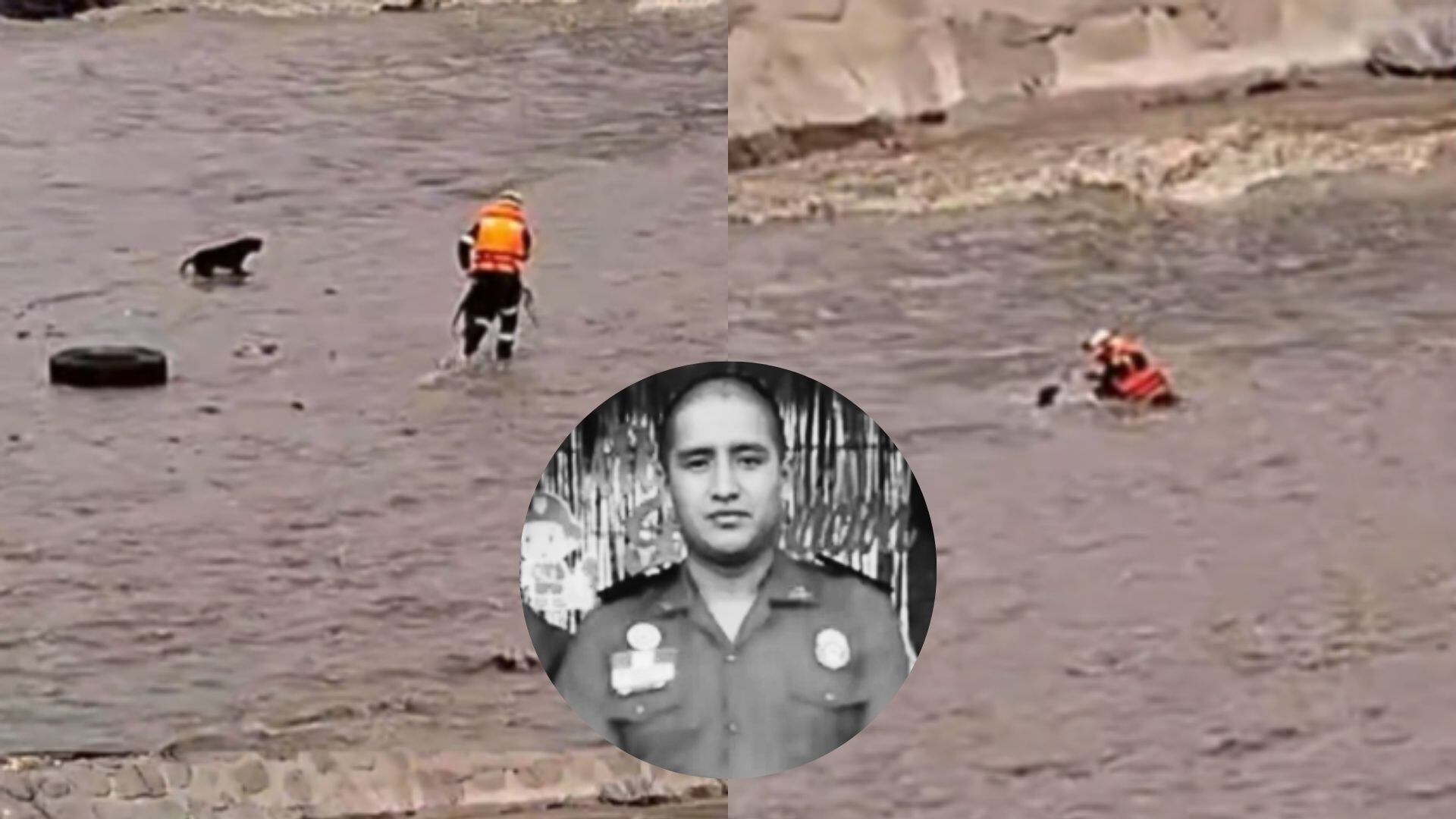 Policía fue arrastrado por el río Rímac cuando intentaba rescatar a un perro en peligro.