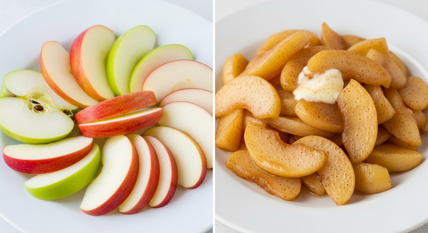 La manzana cocida se popularizó en redes sociales como una opción más saludable que la manzana cruda, pero la evidencia científica no confirma esa superioridad - (Imagen Ilustrativa Infobae)