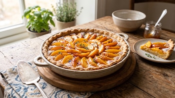 Receta de tarta de duraznos glaseados, rápida y fácil