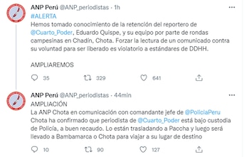 Eduardo Quispe, uno de los periodistas retenidos en Chota por supuestos ronderos.