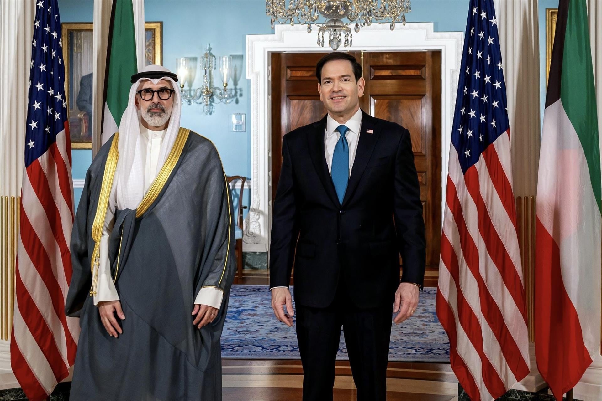 Marco Rubio junto a el ministro de Exteriores kuwaití, Jarrah Jaber Al Ahmad Al Sabah (Europa Press)