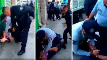 Con macanas y a patadas,