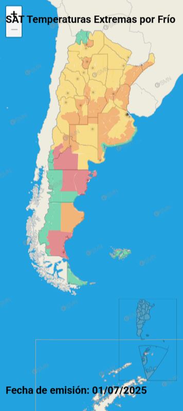 La Patagonia enfrenta las temperaturas más bajas, con ríos y cascadas congelados y récords históricos en ciudades como Maquinchao (SMN)