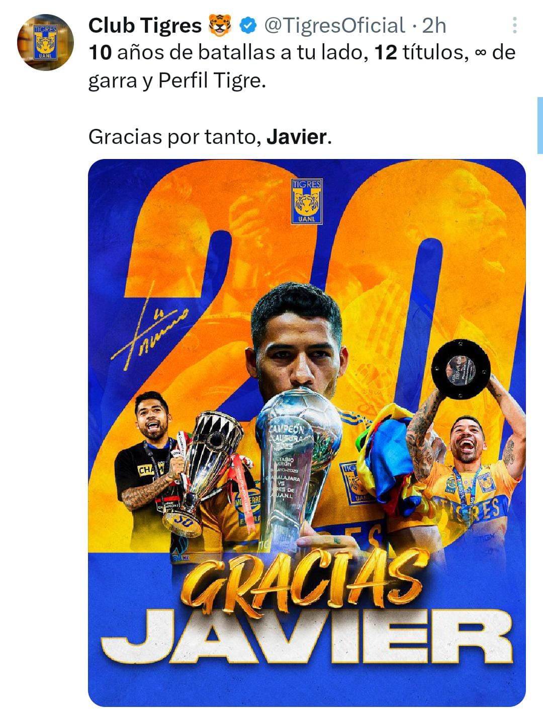 El club oficializa la salida del histórico lateral, agradeciéndole su entrega y asegurando su lugar junto a Jerónimo Barbadillo, Tomás Boy y Osvaldo Batocletti en el Anillo de Leyendas del estadio Universitario. Foto: (Captura de Pantalla)