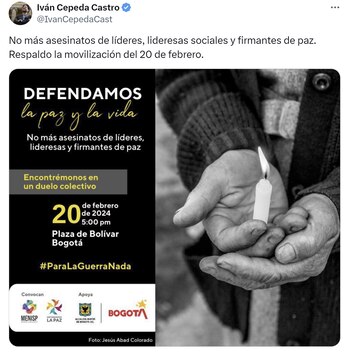 Iván Cepeda respalda manifestación por