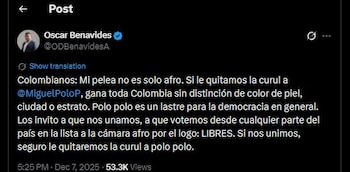 Oscar Benavides criticó a Miguel
